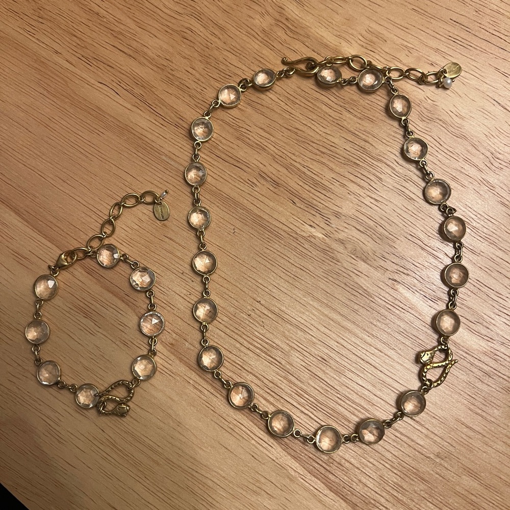 CHAN LUU Crystal and Snake Set of Necklace and Bracelet
